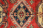 5x8 Beige and Red Kazak Tribal Rug