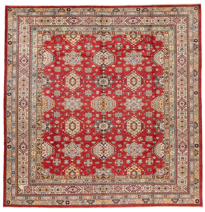 10x10 Red and Ivory Kazak Tribal Rug