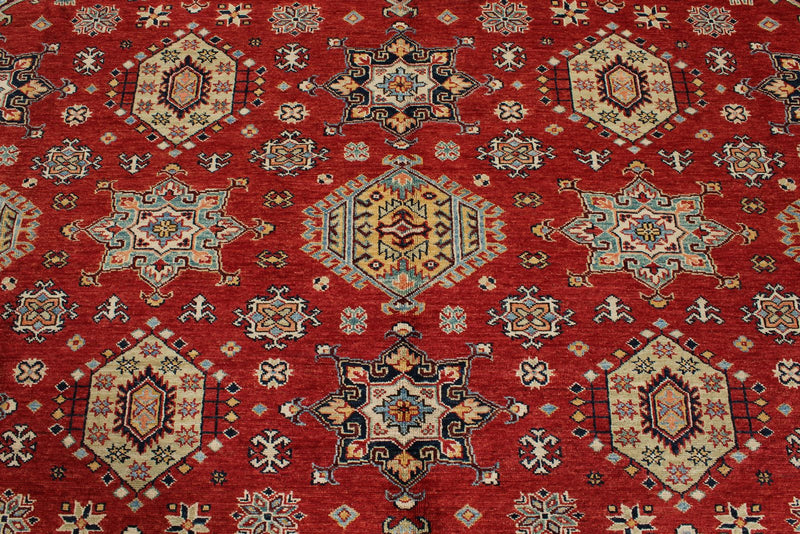 10x10 Red and Ivory Kazak Tribal Rug