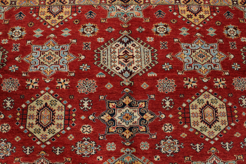 10x10 Red and Ivory Kazak Tribal Rug