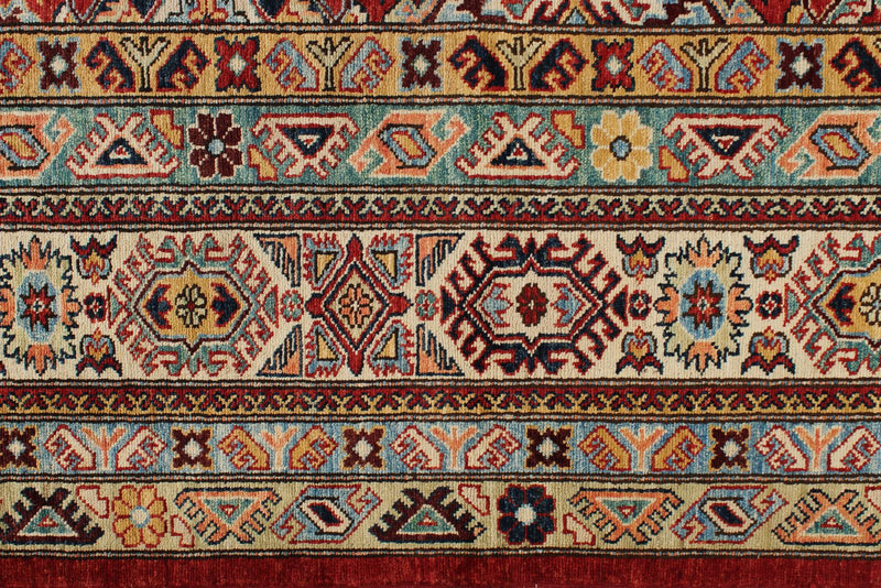 10x10 Red and Ivory Kazak Tribal Rug