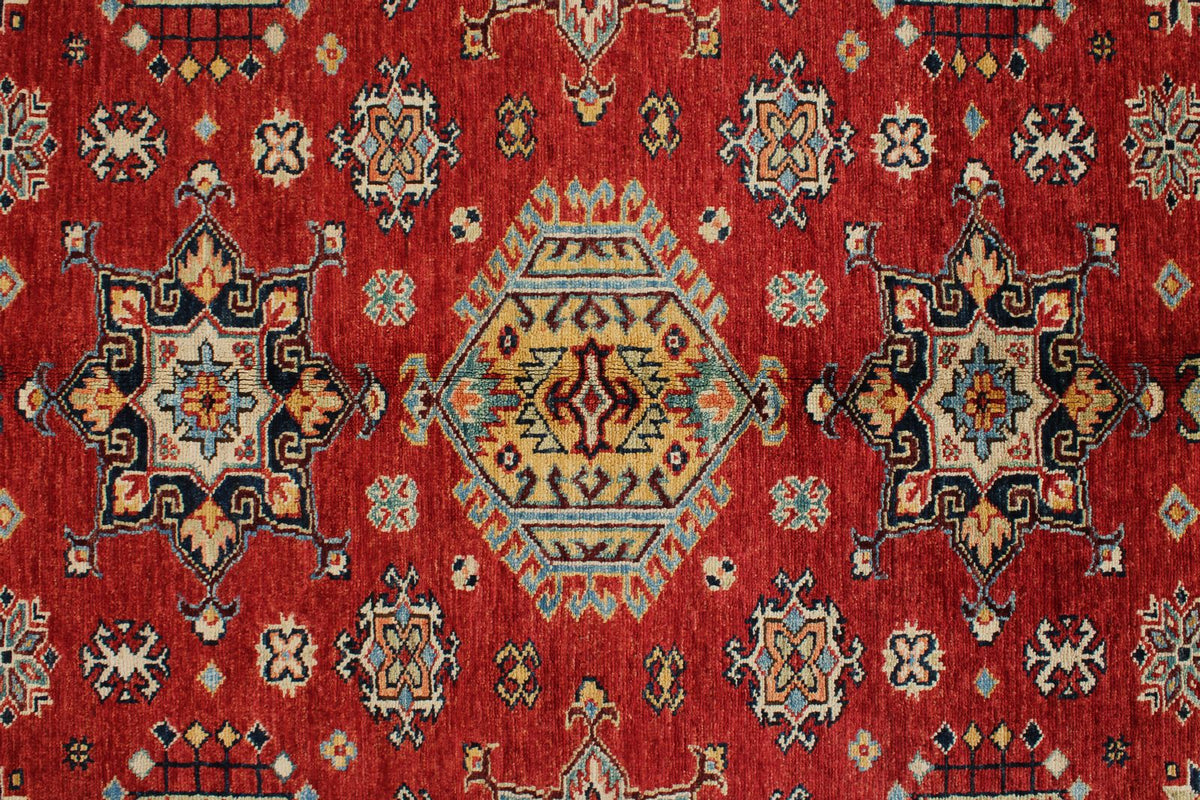 10x10 Red and Ivory Kazak Tribal Rug