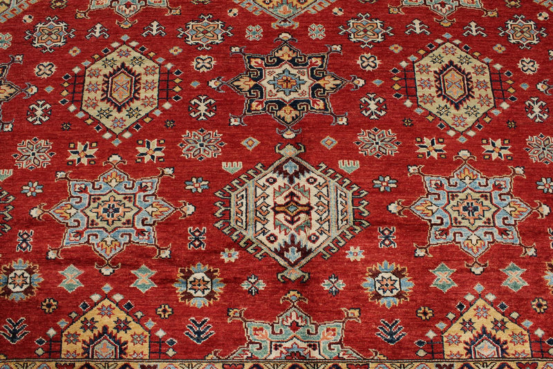 10x10 Red and Ivory Kazak Tribal Rug