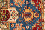 4x7 Navy and Ivory Kazak Tribal Rug