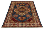 4x7 Navy and Ivory Kazak Tribal Rug