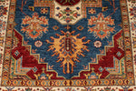 4x7 Navy and Ivory Kazak Tribal Rug