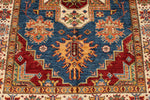 4x7 Navy and Ivory Kazak Tribal Rug