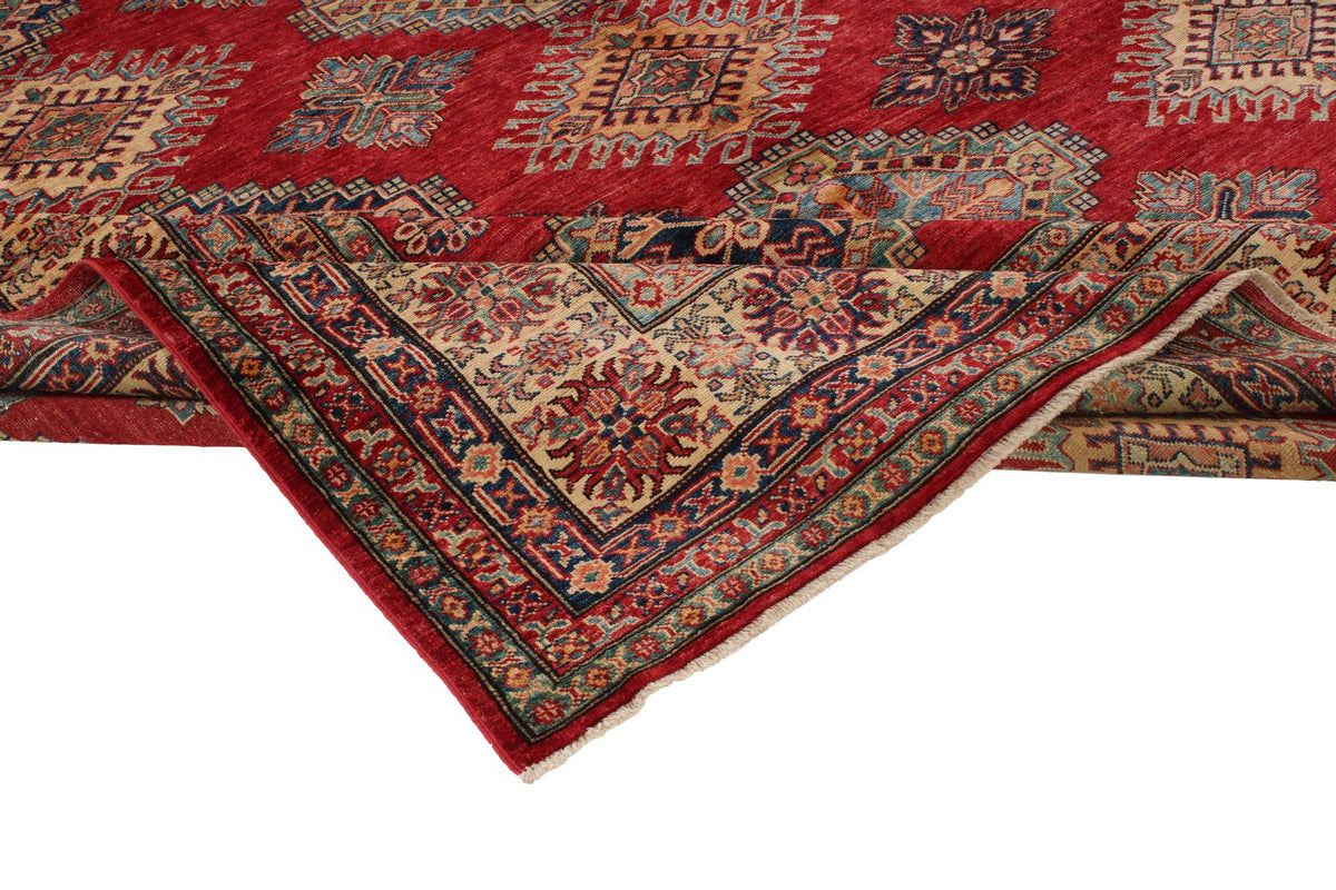 9x12 Red and Ivory Kazak Tribal Rug