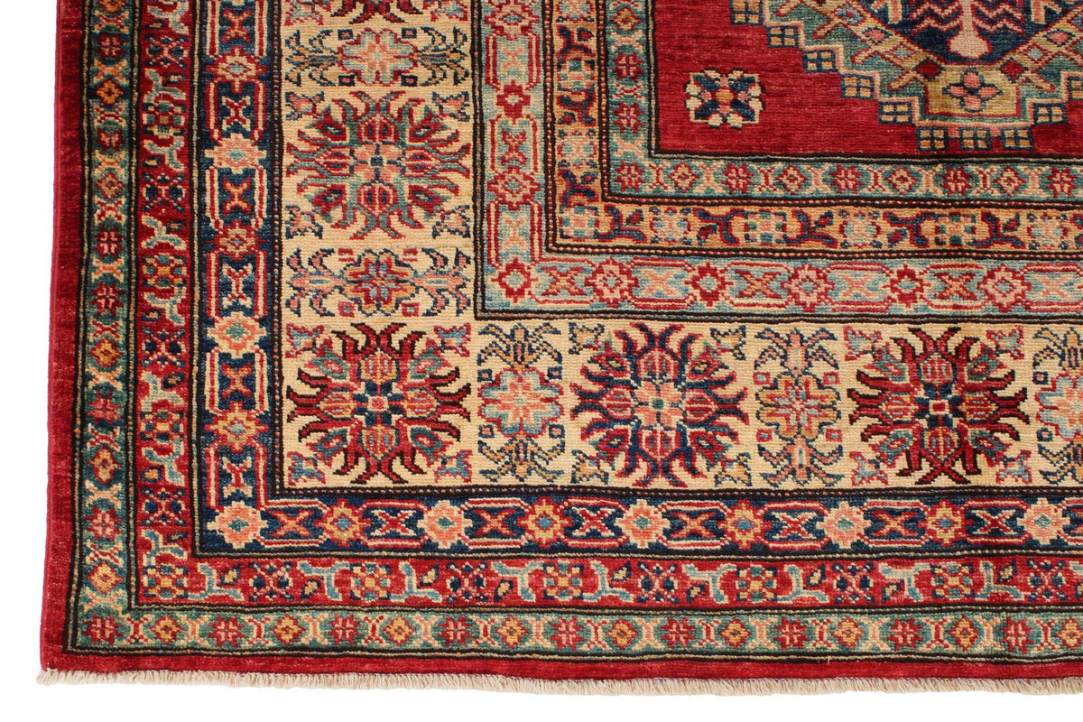 9x12 Red and Ivory Kazak Tribal Rug
