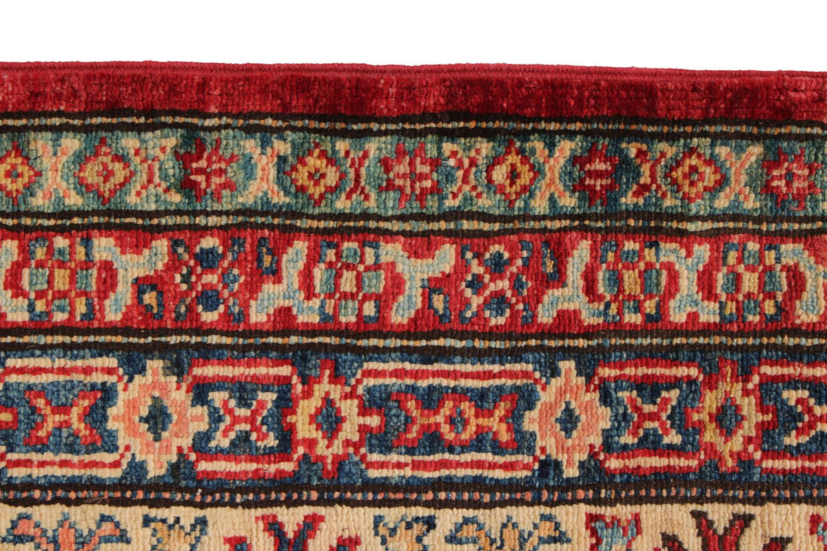 9x12 Red and Ivory Kazak Tribal Rug