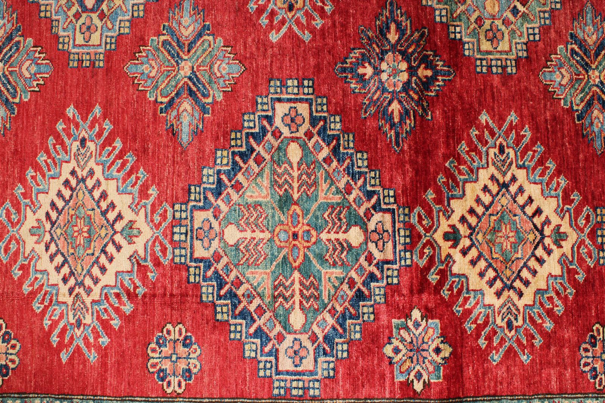 9x12 Red and Ivory Kazak Tribal Rug