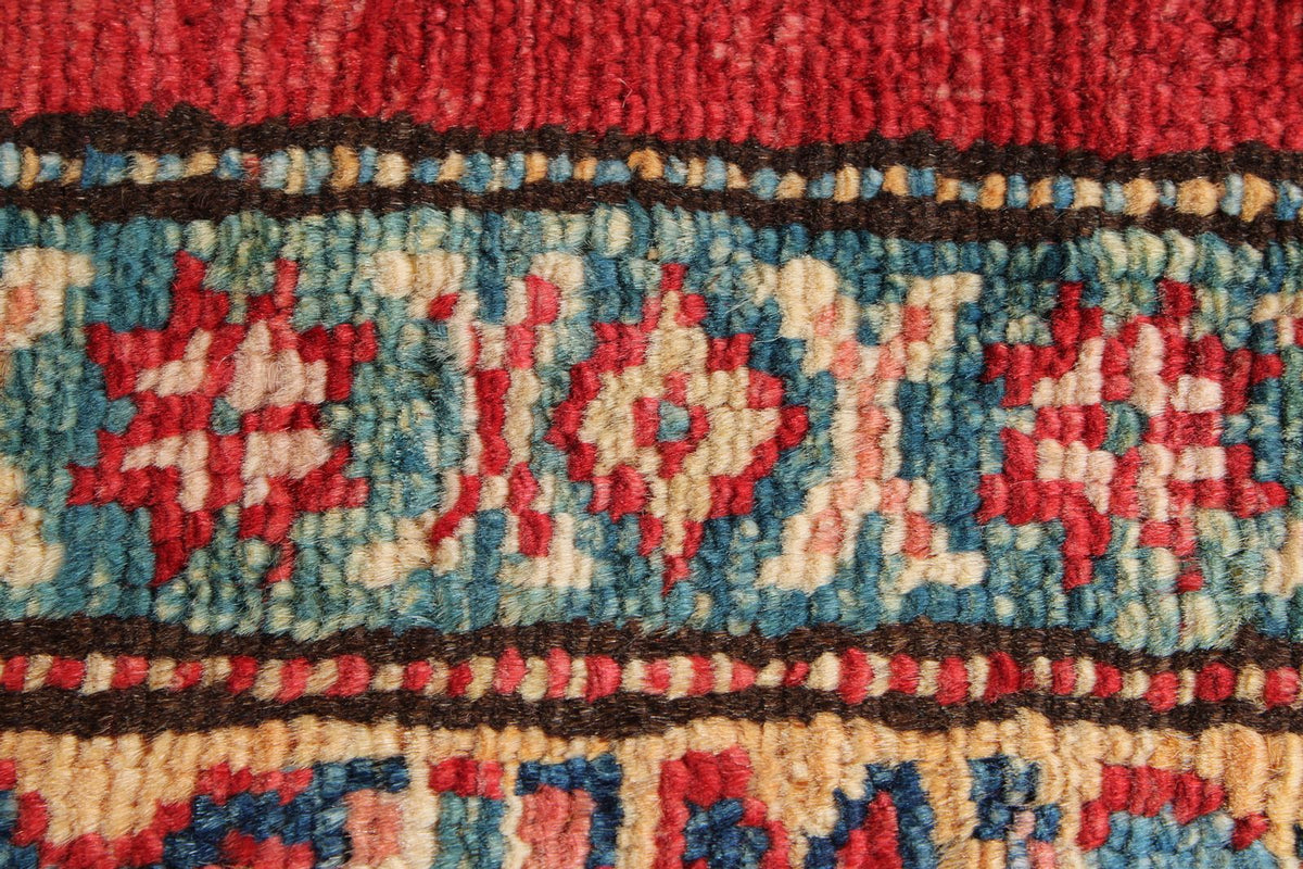 9x12 Red and Ivory Kazak Tribal Rug
