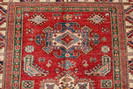 4x6 Ivory and Red Kazak Tribal Rug