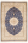 4x6 Navy and Ivory Turkish Silk Rug