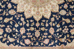 4x6 Navy and Ivory Turkish Silk Rug