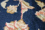 4x6 Navy and Ivory Turkish Silk Rug