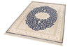 4x6 Navy and Ivory Turkish Silk Rug