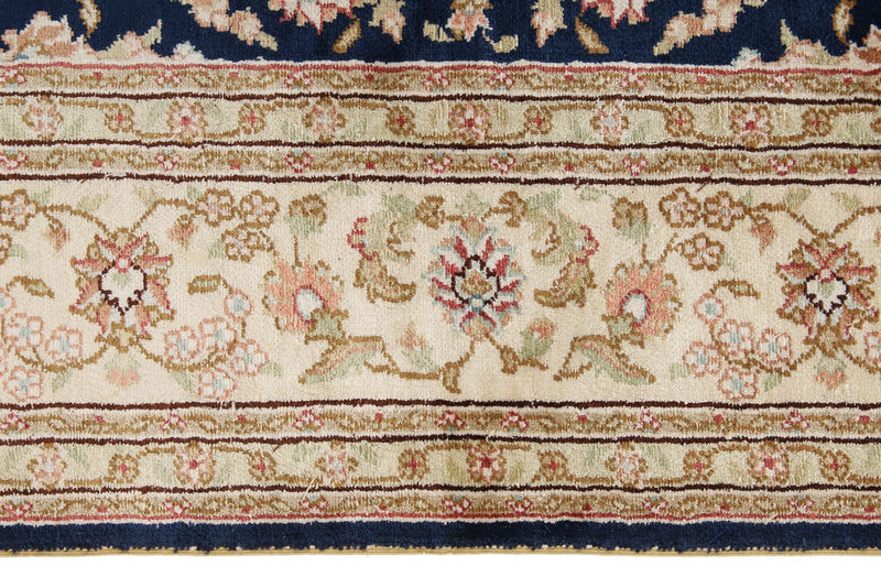 4x6 Navy and Ivory Turkish Silk Rug