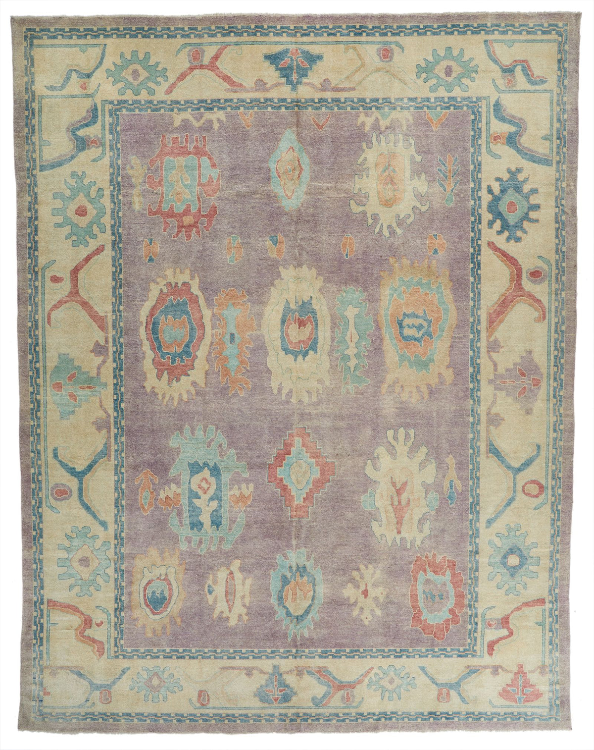 12x15 Purple and Beige Turkish Oushak Rug