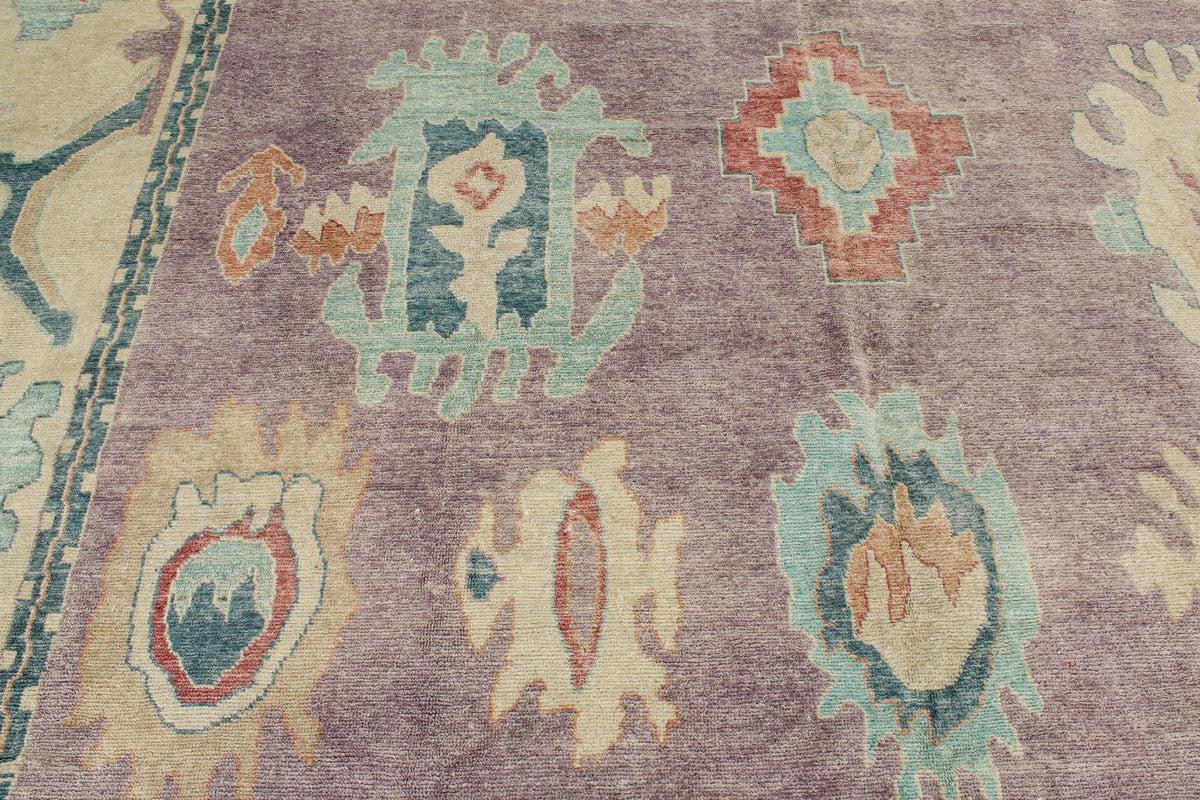 12x15 Purple and Beige Turkish Oushak Rug