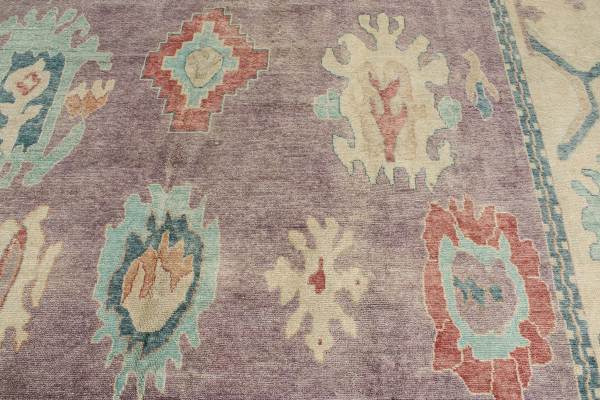 12x15 Purple and Beige Turkish Oushak Rug