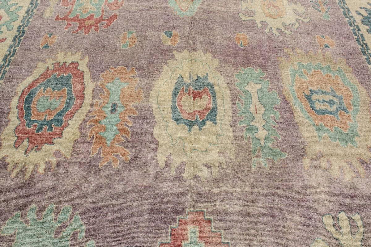 12x15 Purple and Beige Turkish Oushak Rug