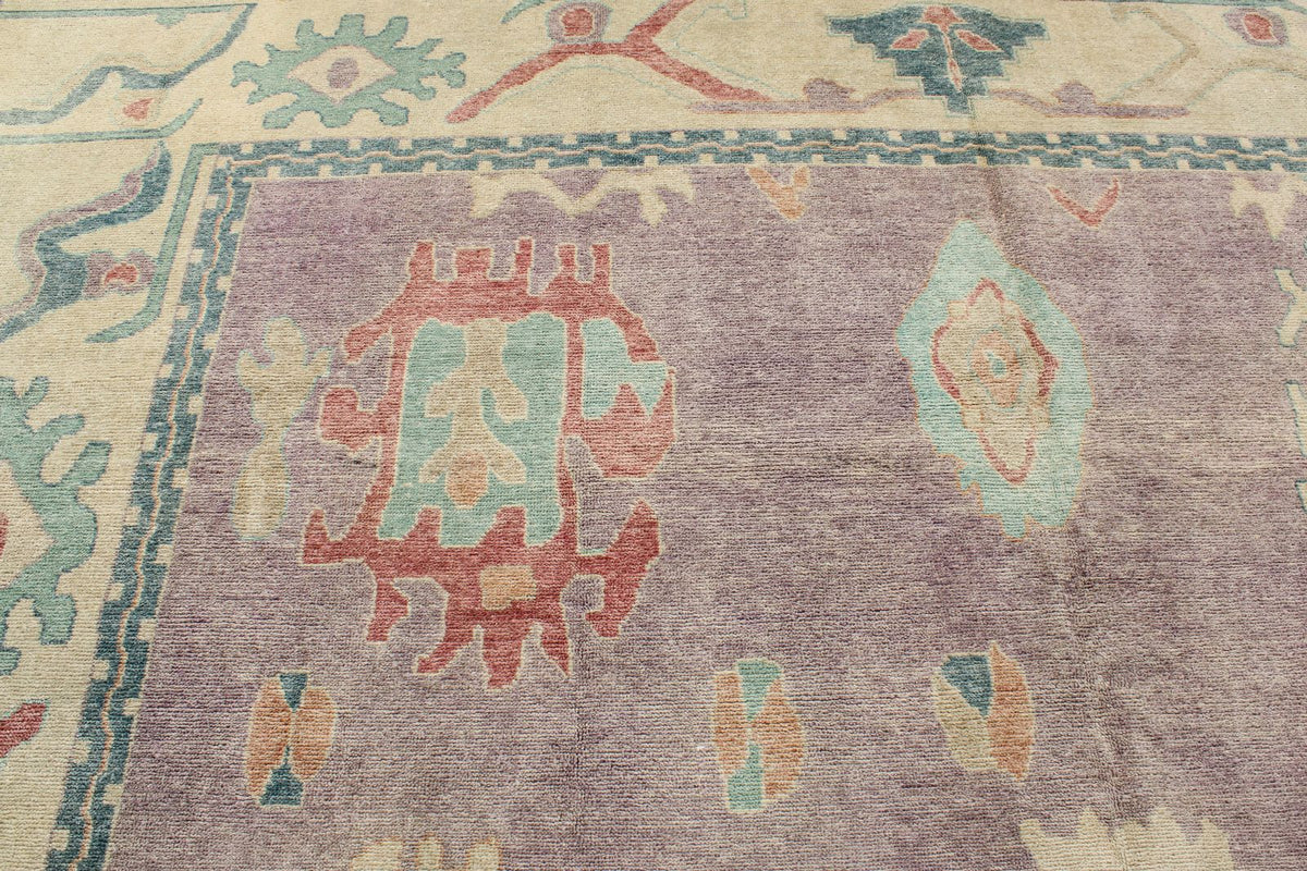 12x15 Purple and Beige Turkish Oushak Rug