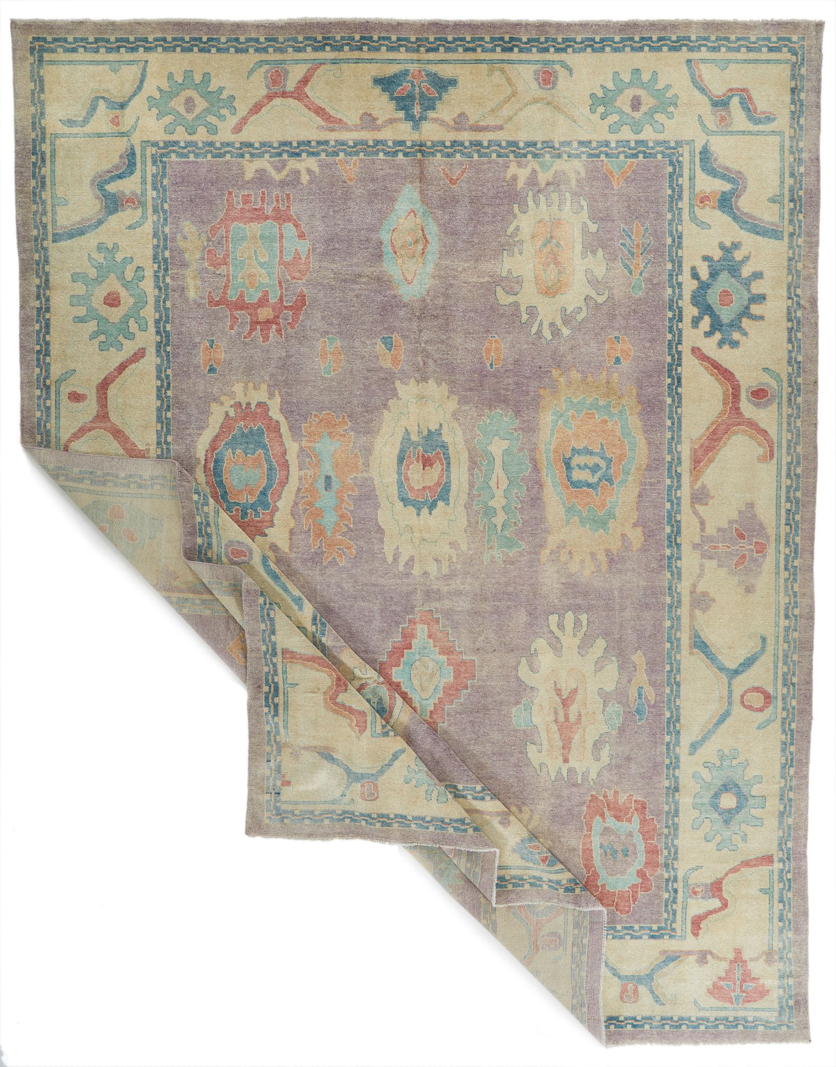 12x15 Purple and Beige Turkish Oushak Rug