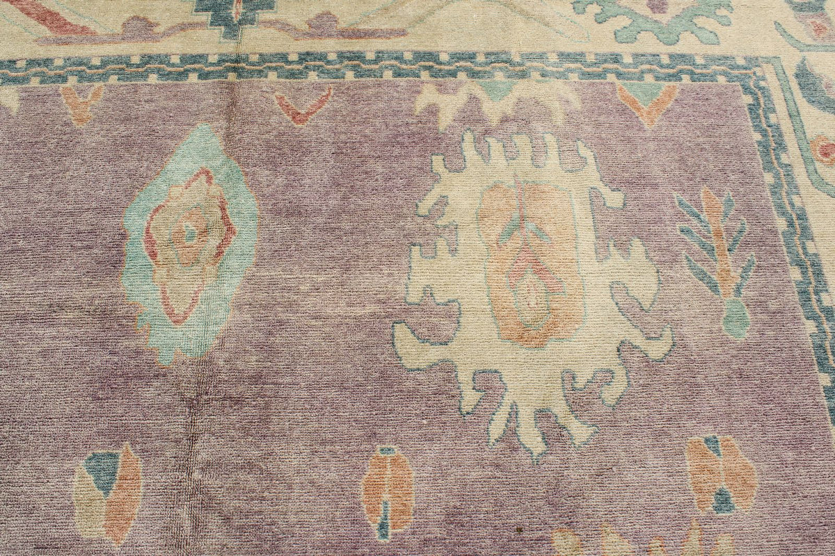 12x15 Purple and Beige Turkish Oushak Rug