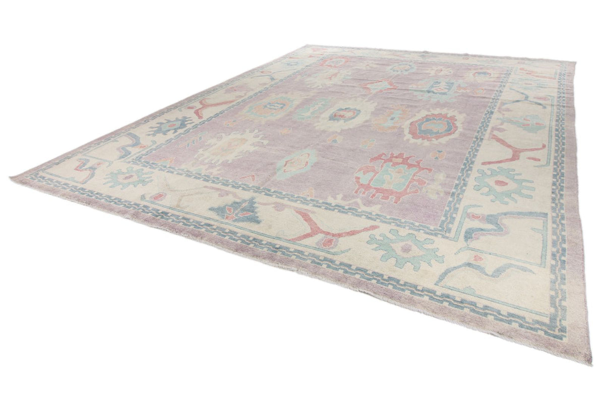 12x15 Purple and Beige Turkish Oushak Rug