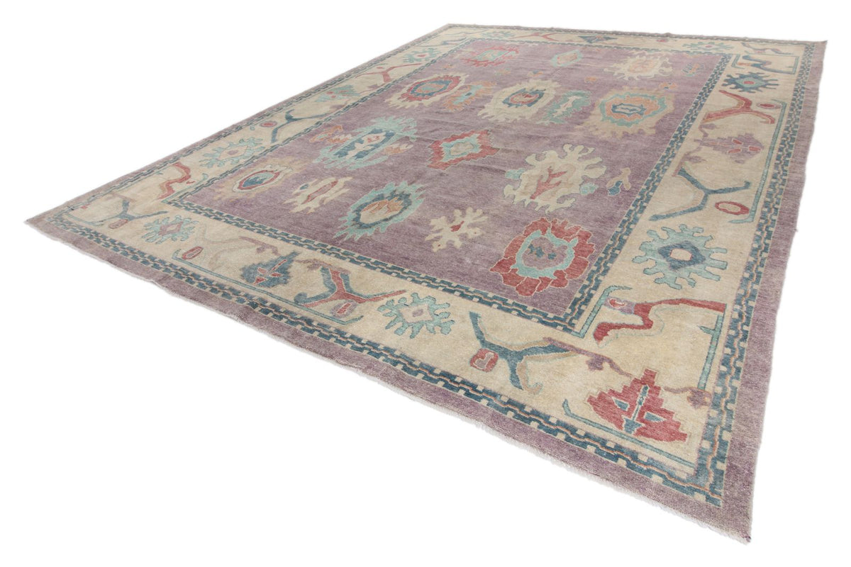 12x15 Purple and Beige Turkish Oushak Rug