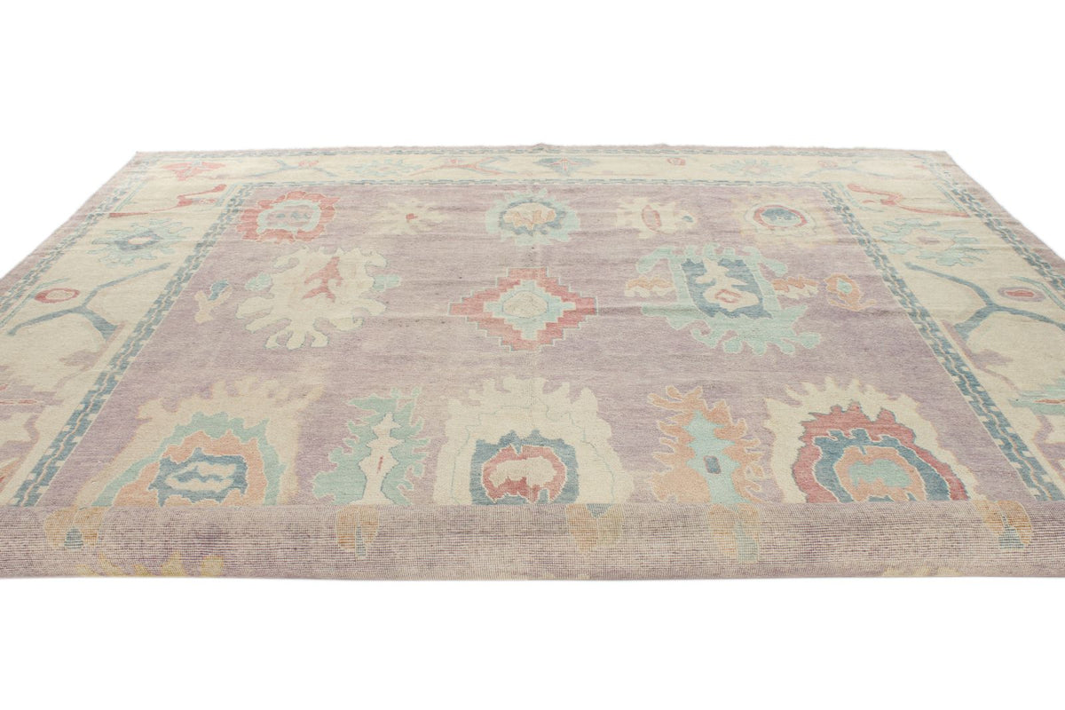 12x15 Purple and Beige Turkish Oushak Rug