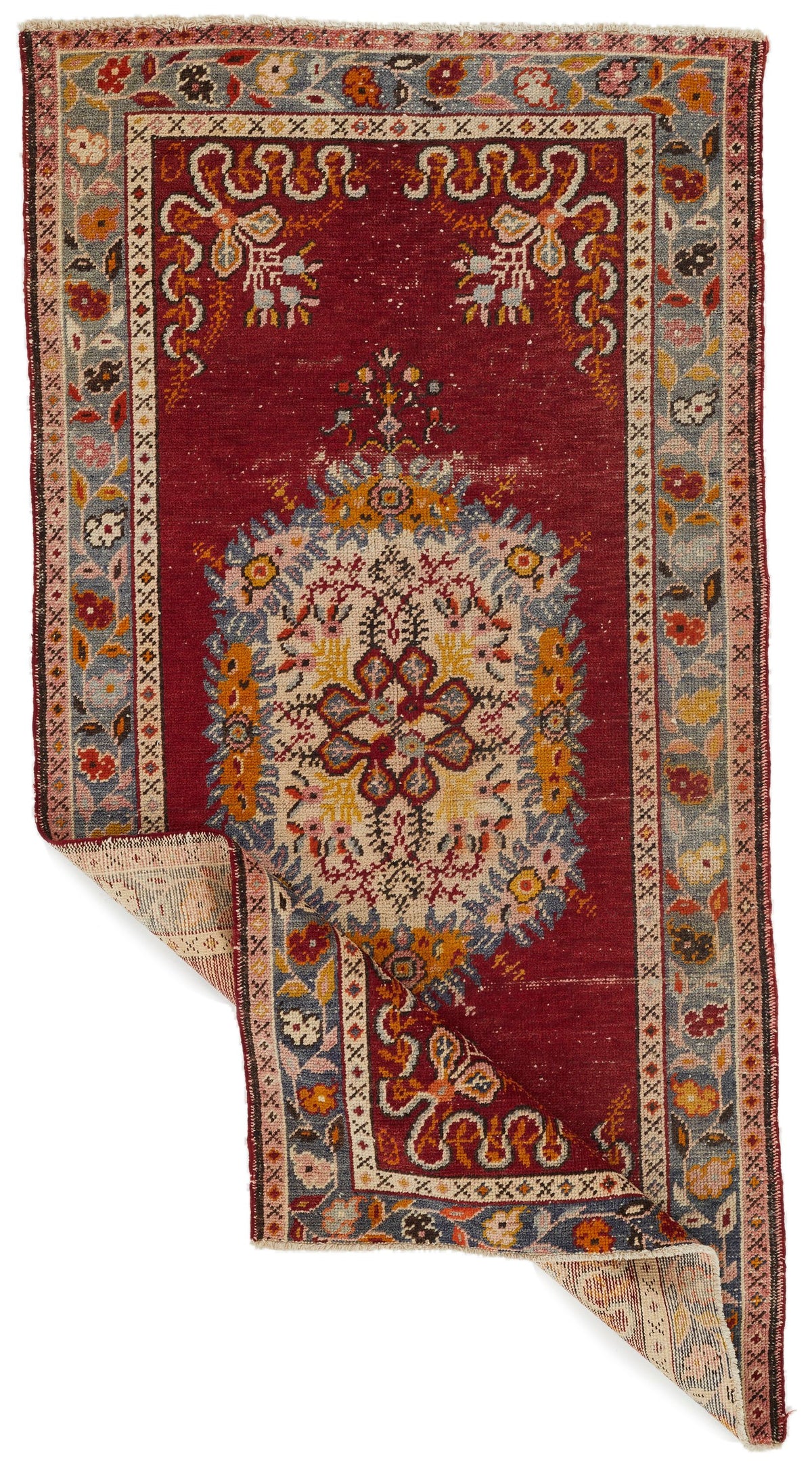 3x6 Red and Blue Anatolian Turkish Tribal Runner