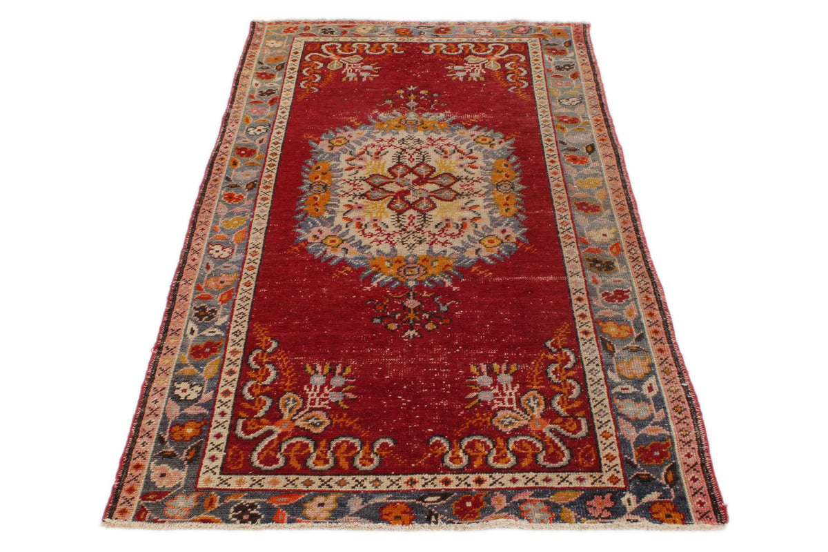 3x6 Red and Blue Anatolian Turkish Tribal Runner