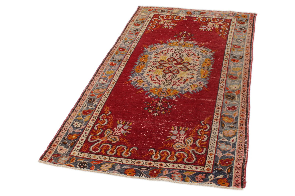3x6 Red and Blue Anatolian Turkish Tribal Runner