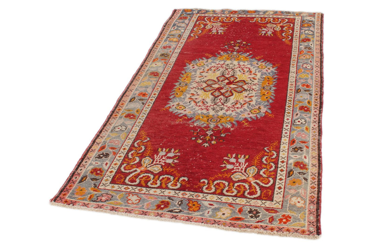 3x6 Red and Blue Anatolian Turkish Tribal Runner