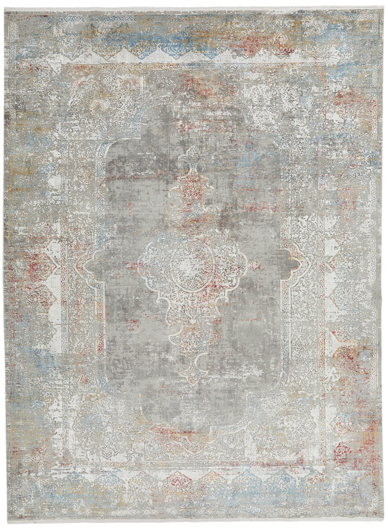 10x13 Gray and Ivory Turkish Antep Rug