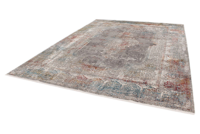 10x13 Gray and Ivory Turkish Antep Rug