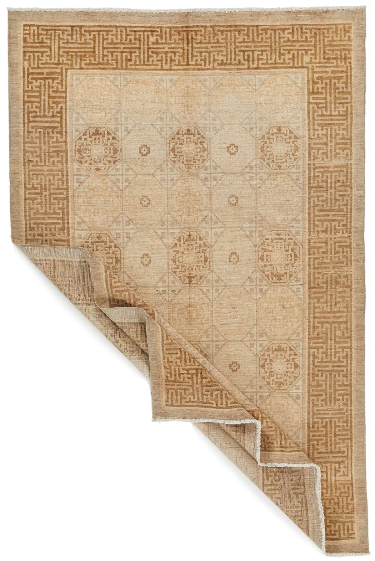 6x9 Gray and Beige Turkish Oushak Rug