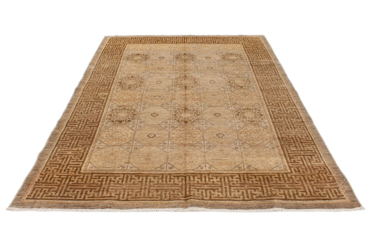 6x9 Gray and Beige Turkish Oushak Rug