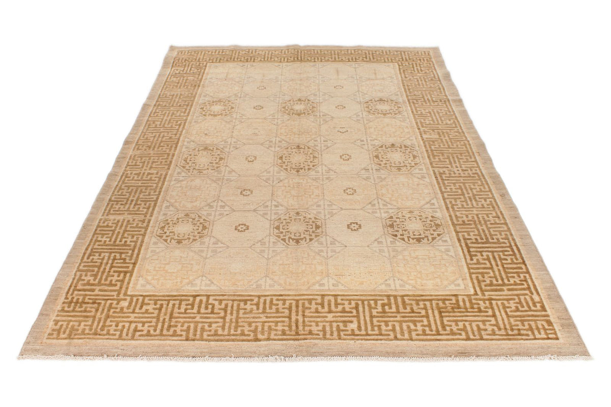 6x9 Gray and Beige Turkish Oushak Rug