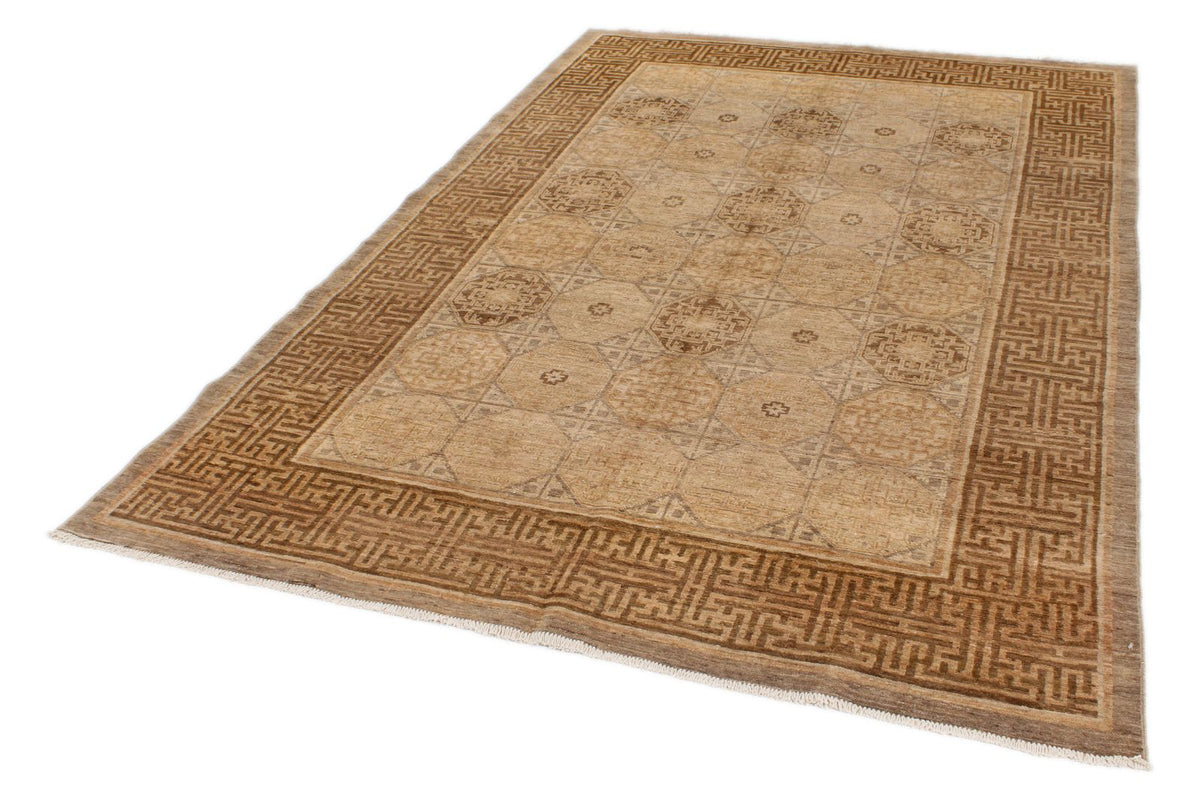 6x9 Gray and Beige Turkish Oushak Rug
