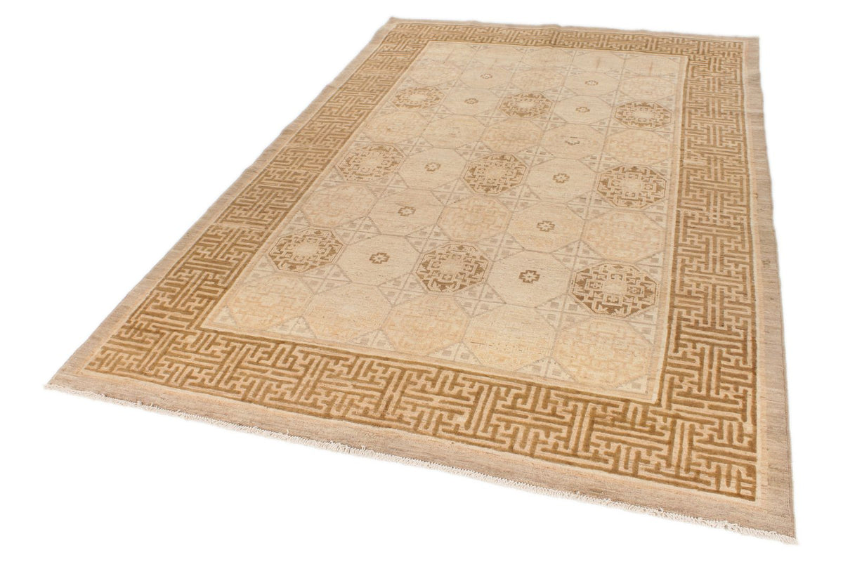 6x9 Gray and Beige Turkish Oushak Rug
