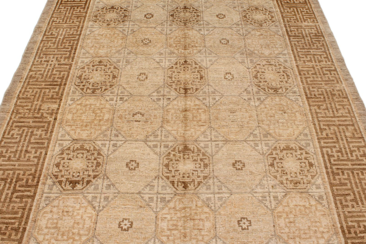6x9 Gray and Beige Turkish Oushak Rug
