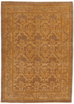 6x7 Gold and Brown Turkish Oushak Rug
