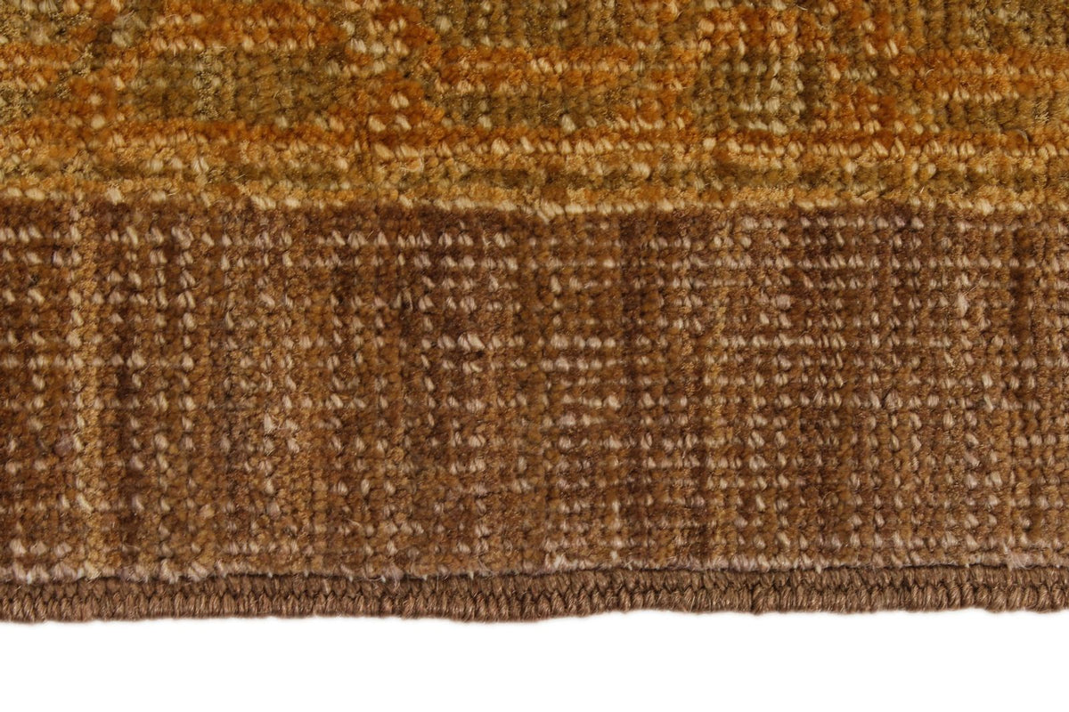 6x7 Gold and Brown Turkish Oushak Rug
