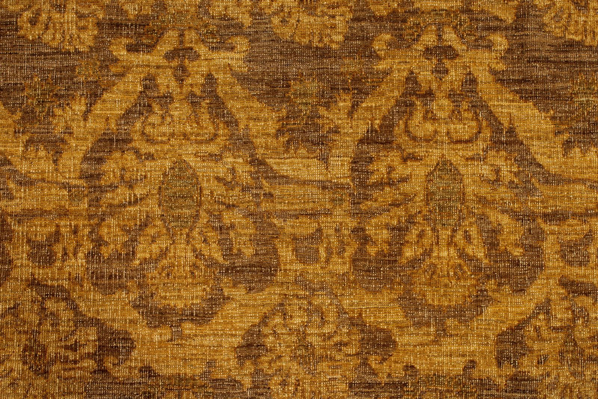 6x7 Gold and Brown Turkish Oushak Rug