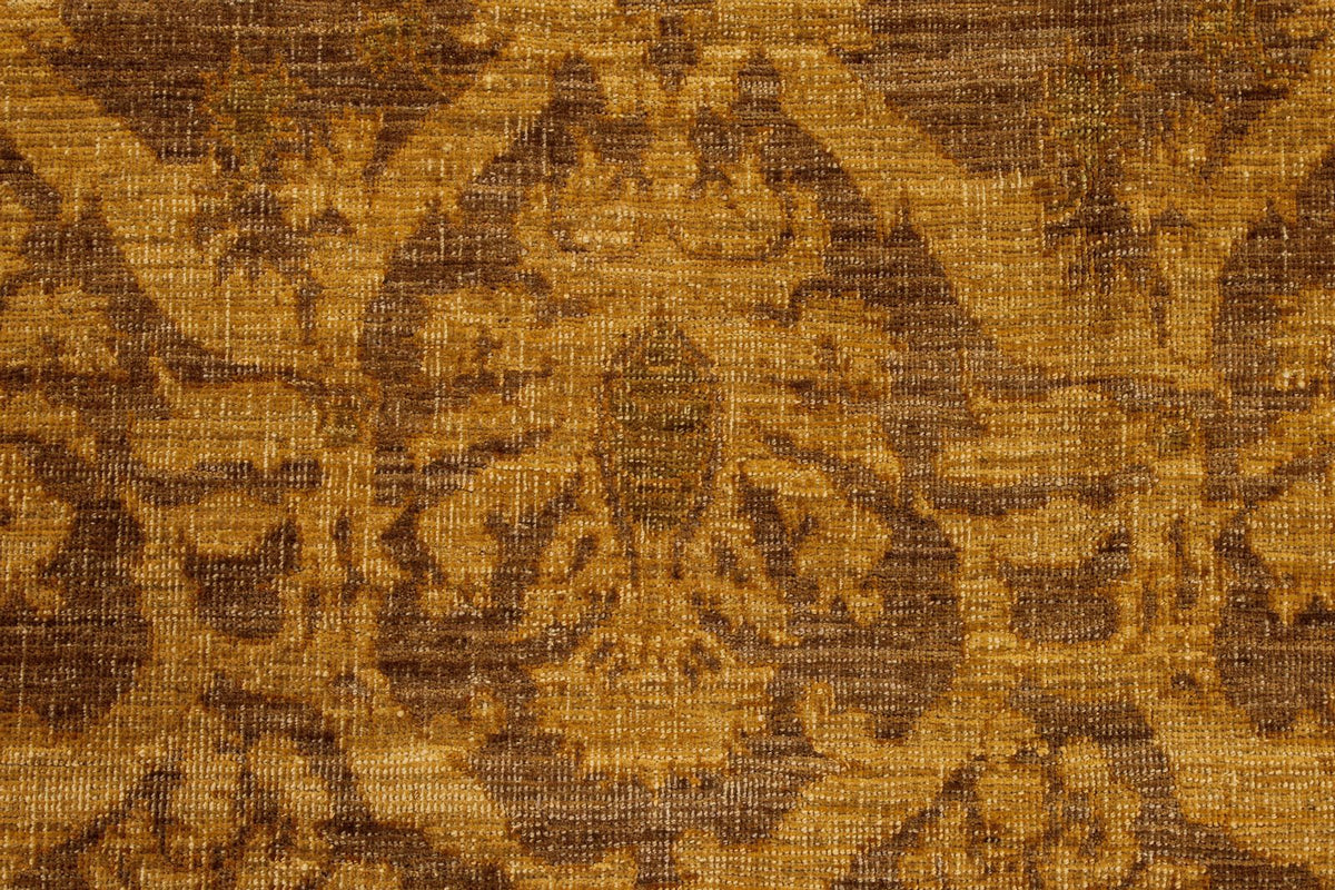 6x7 Gold and Brown Turkish Oushak Rug