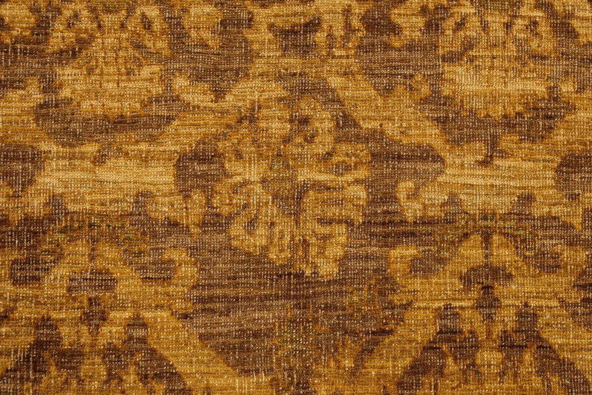 6x7 Gold and Brown Turkish Oushak Rug