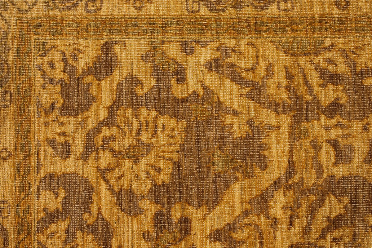 6x7 Gold and Brown Turkish Oushak Rug
